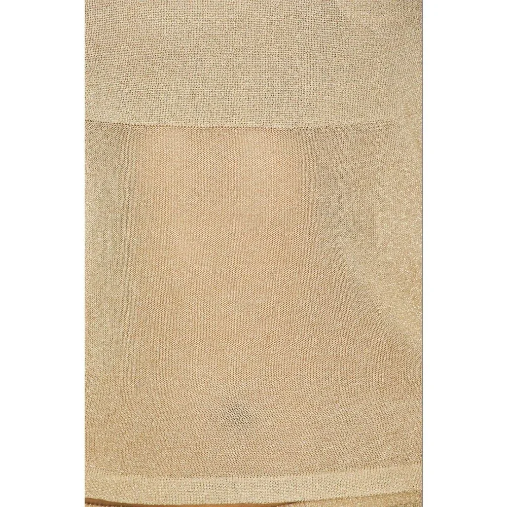LIONESS Palisades Halter in Oyster XLarge New Womens Knit Gold Top